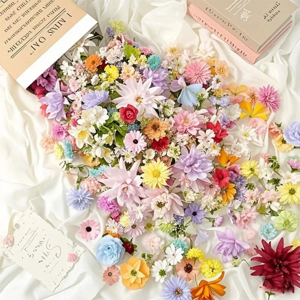 20/52Pcs Random Mix Artificial Flowers Silk Fake Flowers for Home Room Decor DIY 2026 Gifts Accessories Bride Wedding Decor