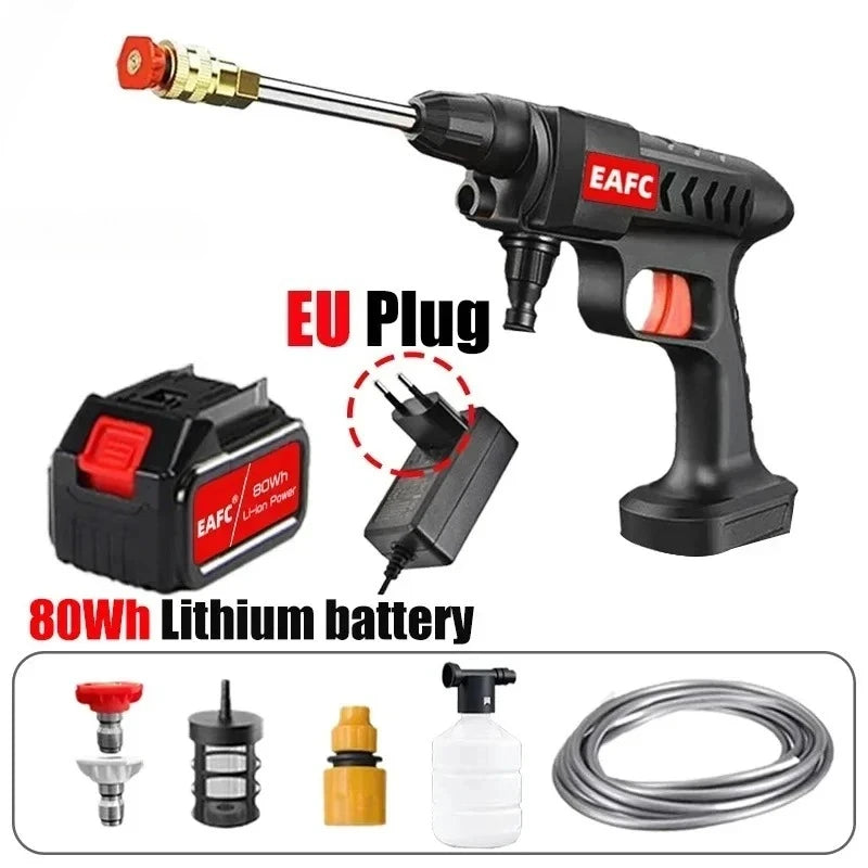 EAFC Cordless High Pressure Car Wash Washer Gun 60Bar Foam Generator Water Gun Spray Adjustable Nozzle for Auto Home Garden