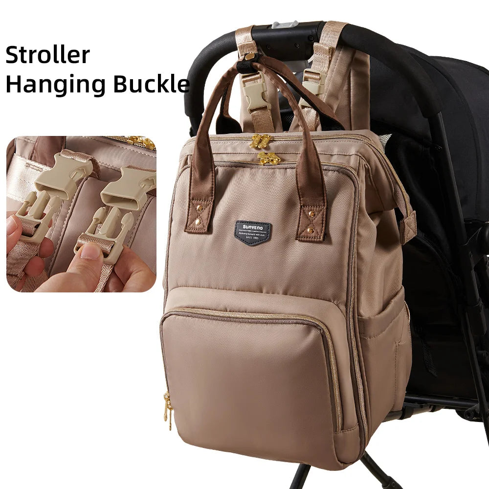 Sunveno Diaper Backpack Bag Mommy Large Capacity Bag Multi-function Waterproof Outdoor Travel Diaper Bags