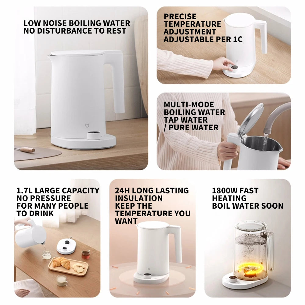 Original MIJIA Smart Kettle 2 Pro Electric Kettles Kitchen Appliances LED Display 24H Intelligent Temperature Constant MIJIAapp