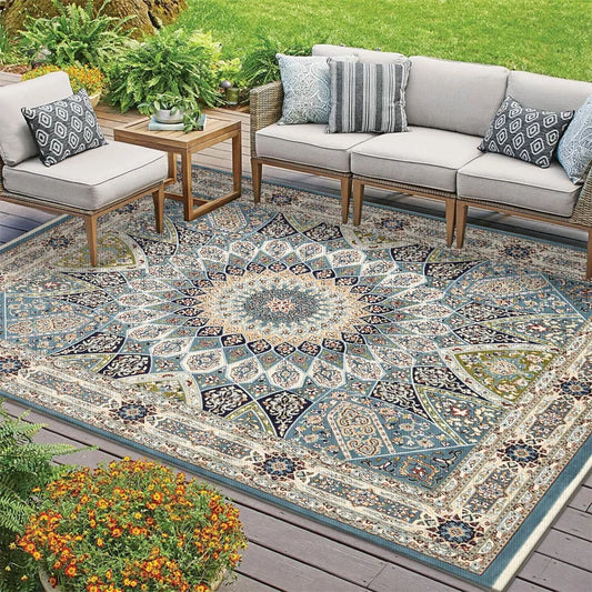 Retro Persian Carpet Large Area Outdoor Balcony Mat American Style Rural Living Room Carpet Rugs for Bedroom
