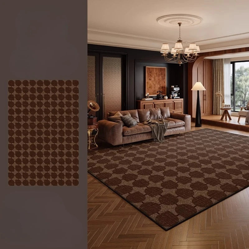 Retro Style Rugs for Bedroom Large Area Living Room Decoration Brown Carpet Washable Lounge Soft Floor Mat Anti-slip Bedside Rug