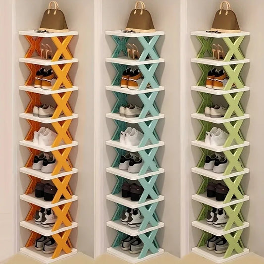9-Tier Vertical Shoe Rack - Space-saving Tall & Narrow Design for Entranceways, Easy to Assemble Home Organization Storage