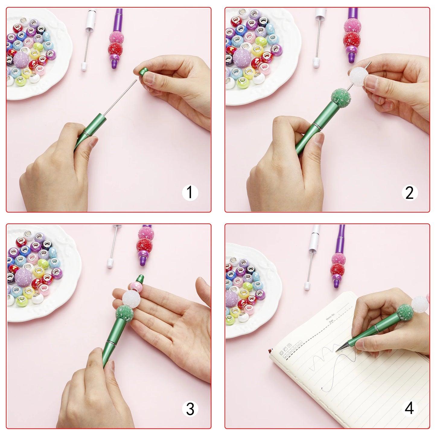 20pcs mix color ballpoint pens DIY beads pen gifts for school classmates office daily writing supplies