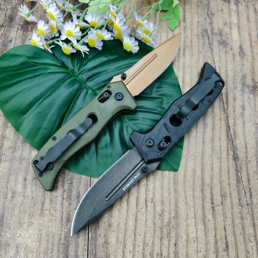 BM 273 Durable Folding Knife D2 Steel Blade G10 Handle Suitable for Outdoor Camping  Practical Cutting Knife Gift for Men.