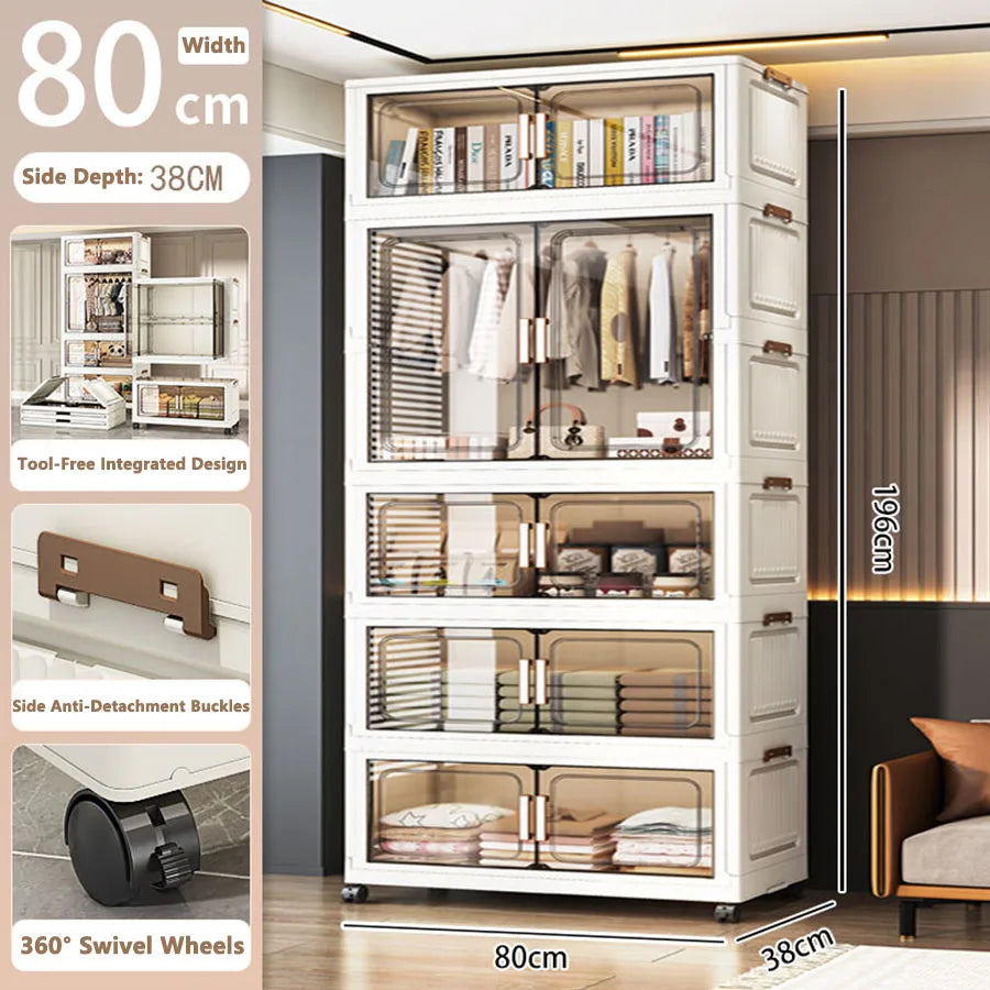 Thickened Multi-Layer Plastic Storage Cabinet for Home Bedroom Baby Closet Organizer No Installation Needed for Snacks And Toys