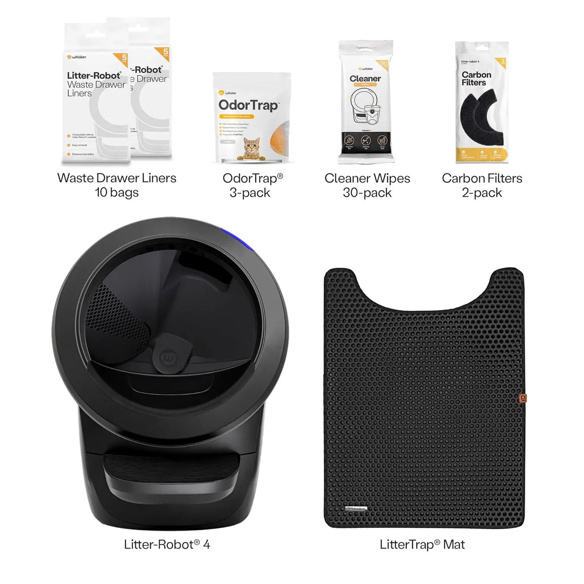Litter-Robot 4 Supply & Accessory Bundle by , Black- Automatic Self-Cleaning Cat Litter Box, Includes Litter-Robot, Customized