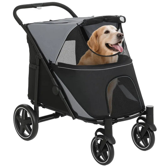 Dog Stroller for Large Medium Small Dogs up to 66 Lbs. 23.5 in Body Length, OneClick Foldable Pet Cat Stroller with Storage, Sh