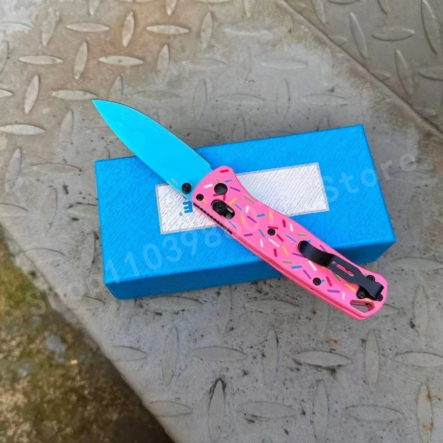 1pc BM 535 High-quality Folding Knife High-hardness Blue D2 Blade G10 Handle Outdoor Jungle Hiking EDC Tool Knife Men's Gifts