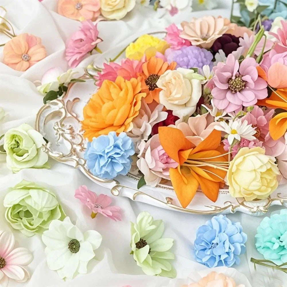 20/52Pcs Random Mix Artificial Flowers Silk Fake Flowers for Home Room Decor DIY 2026 Gifts Accessories Bride Wedding Decor