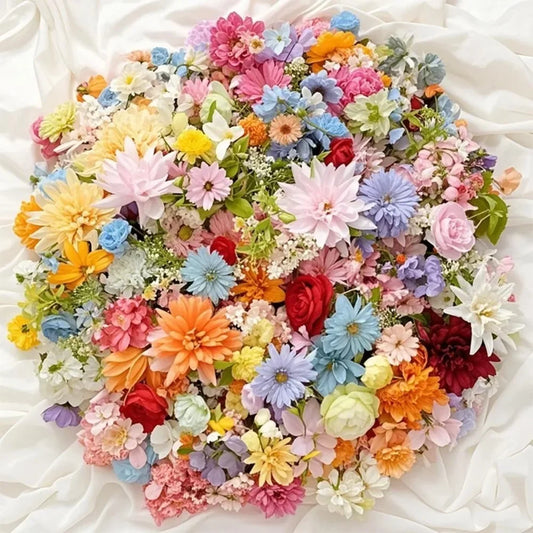 20/52Pcs Random Mix Artificial Flowers Silk Fake Flowers for Home Room Decor DIY 2026 Gifts Accessories Bride Wedding Decor
