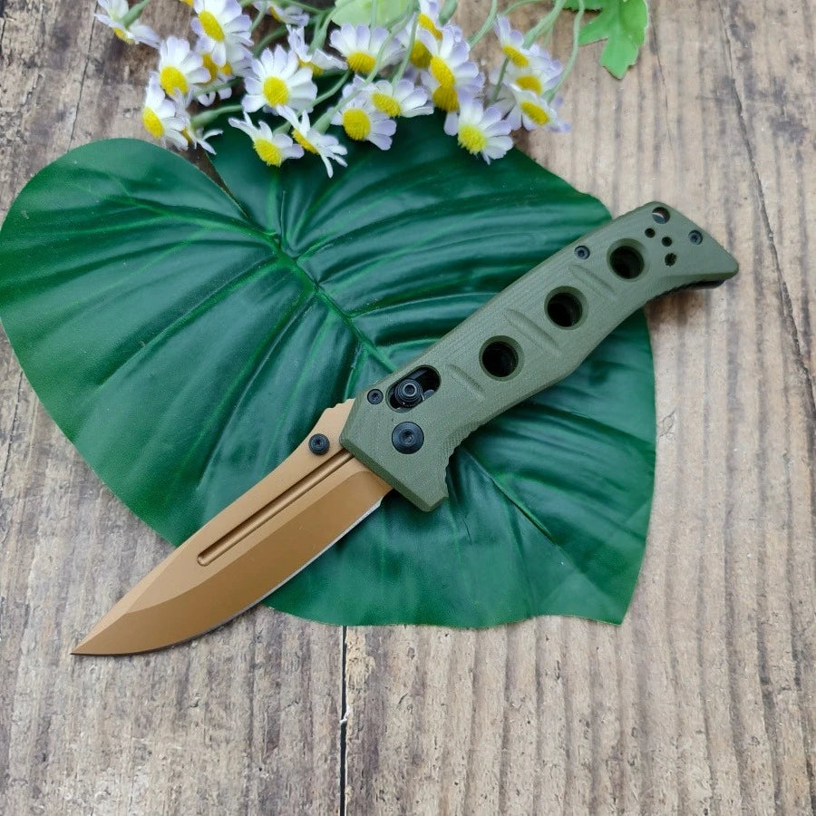 BM 273 Durable Folding Knife D2 Steel Blade G10 Handle Suitable for Outdoor Camping  Practical Cutting Knife Gift for Men.