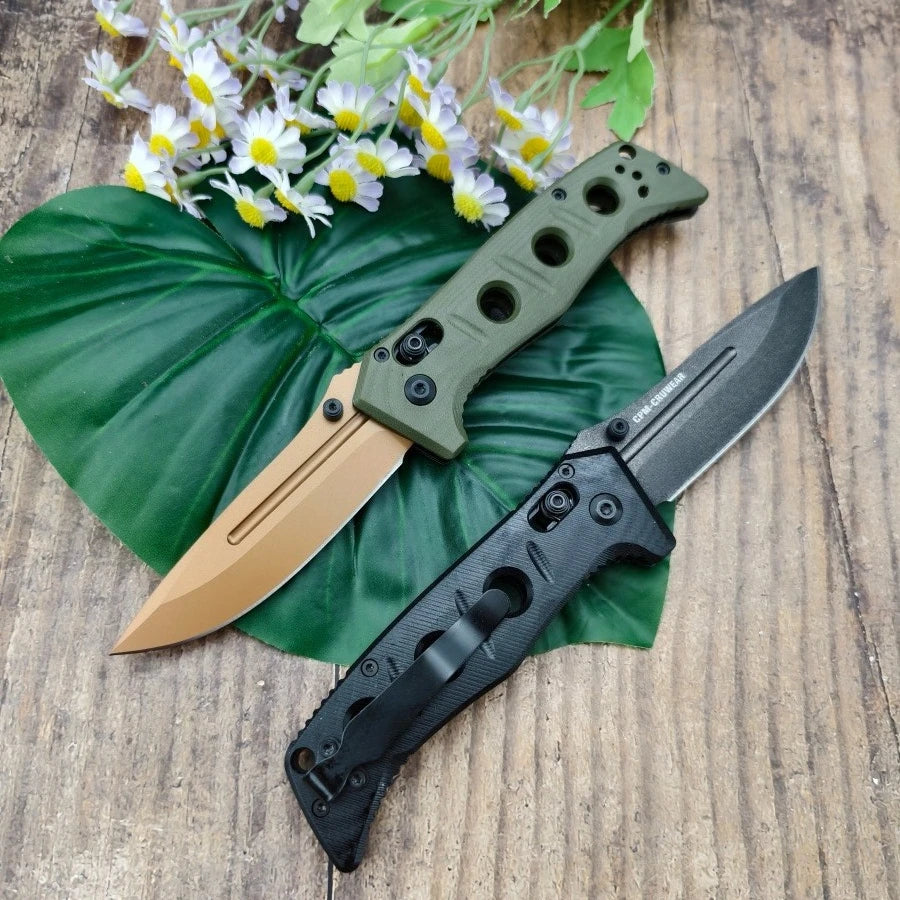 BM 273 Durable Folding Knife D2 Steel Blade G10 Handle Suitable for Outdoor Camping  Practical Cutting Knife Gift for Men.