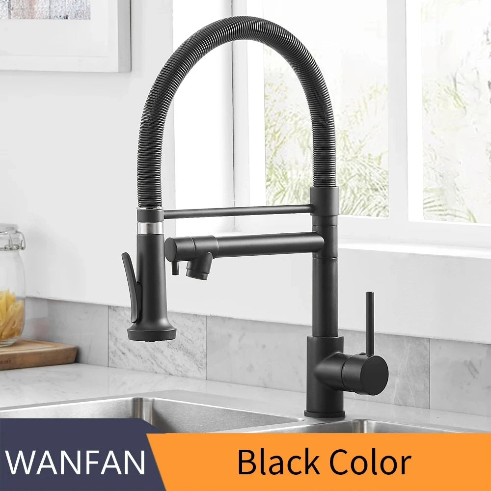 Fashion Kitchen Faucets Stainless Steel Faucets for Kitchen Sink Pull Down Spring Spout Mixers Tap Hot Cold Water Crane 9009