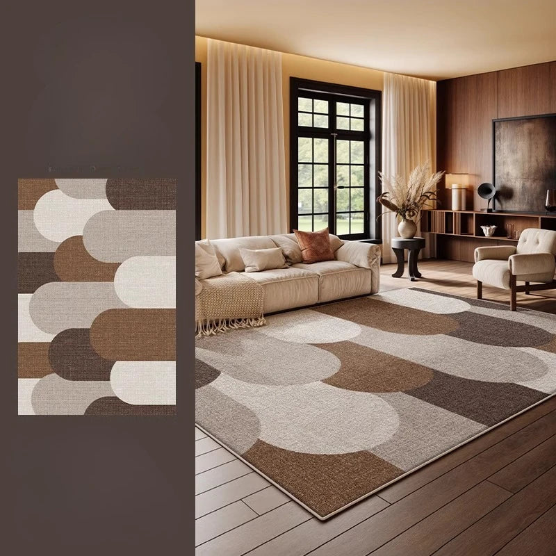 Retro Style Rugs for Bedroom Large Area Living Room Decoration Brown Carpet Washable Lounge Soft Floor Mat Anti-slip Bedside Rug