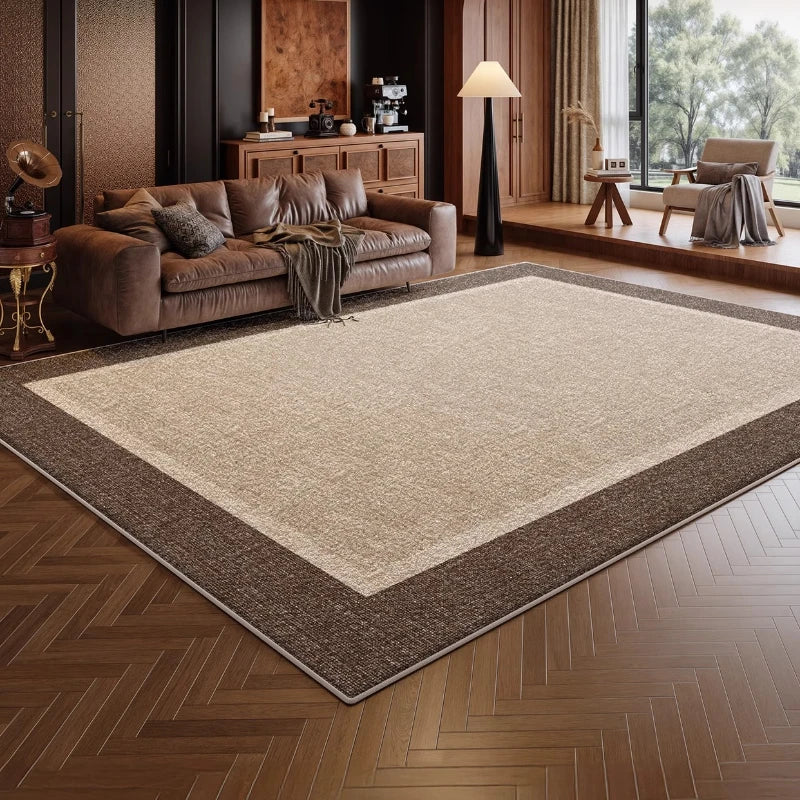 Retro Style Rugs for Bedroom Large Area Living Room Decoration Brown Carpet Washable Lounge Soft Floor Mat Anti-slip Bedside Rug