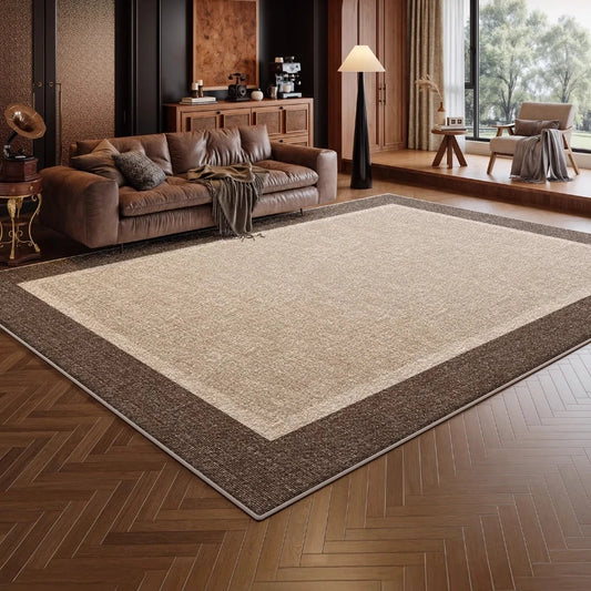 Retro Style Rugs for Bedroom Large Area Living Room Decoration Brown Carpet Washable Lounge Soft Floor Mat Anti-slip Bedside Rug