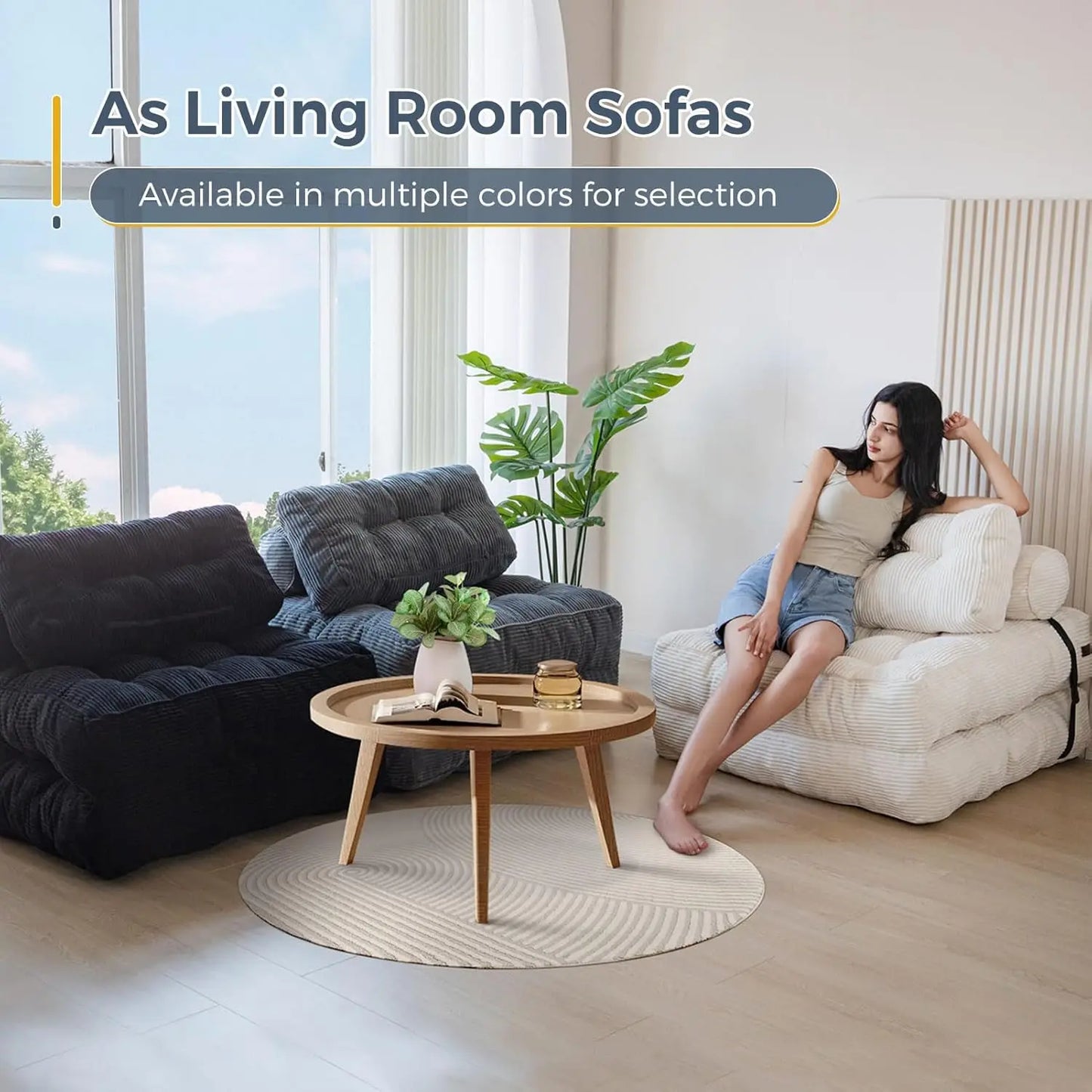 Folding Sofa Bed, Convertible Sleeper Chair with Pillow Foldable Matress, Portable Fold Out Chair Bed Comfy Floor Sofa Lounge