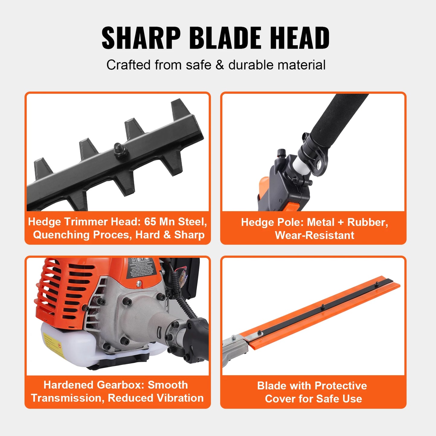 SucceBuy 52CC 6-in-1 MultiFunctional Trimming Tools Gas Hedge Trimmer Weed Eater String Trimmer Brush Cutter Edger Pole Chainsaw