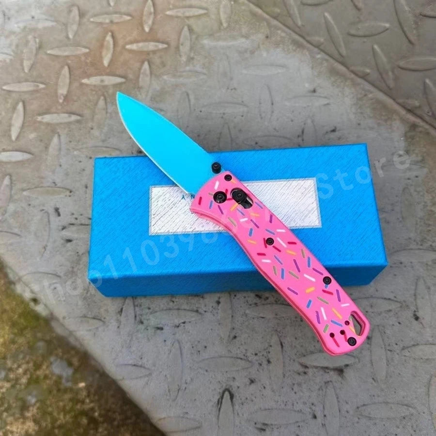 1pc BM 535 High-quality Folding Knife High-hardness Blue D2 Blade G10 Handle Outdoor Jungle Hiking EDC Tool Knife Men's Gifts