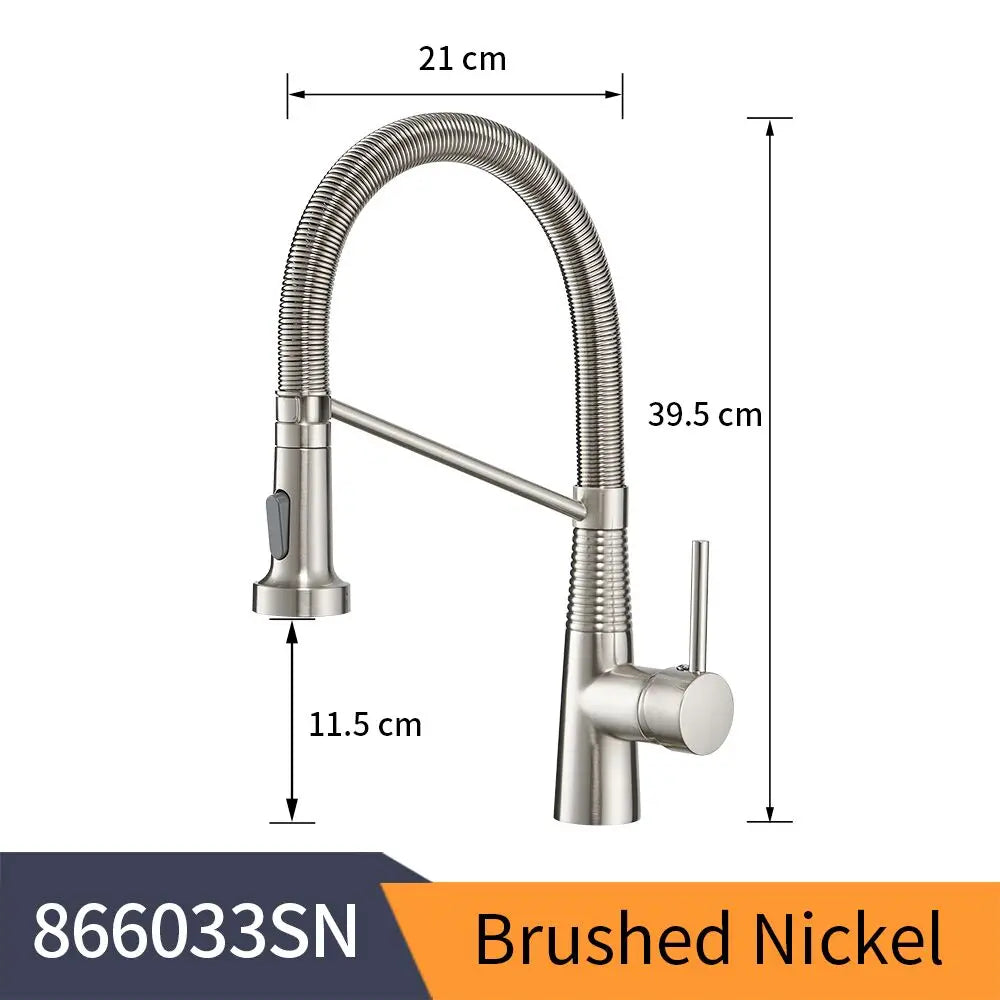 Fashion Kitchen Faucets Stainless Steel Faucets for Kitchen Sink Pull Down Spring Spout Mixers Tap Hot Cold Water Crane 9009