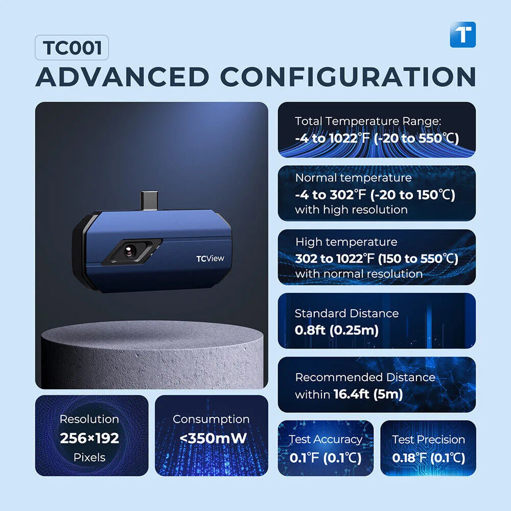 TOPDON TC001 Thermal Imaging Camera 256x192 IR High Resolution Infrared Thermal Imager Handheld Temperature for Android Tablet
