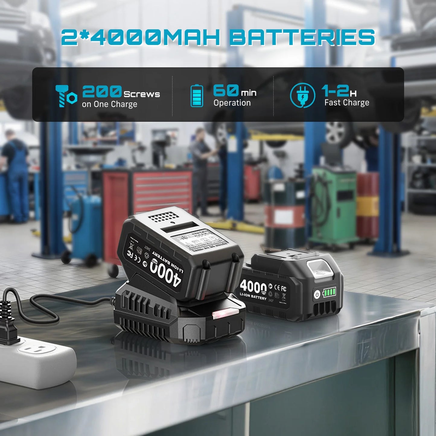 SEESII 1300N.m 3-in-1  Impact Wrench & Cordless Drill & Screwdriver 1/2 Inch Brushless Motor Electric Impact Gun Kit Repair Tools With 4000mah Battery LED Light For Car Truck Home DIY