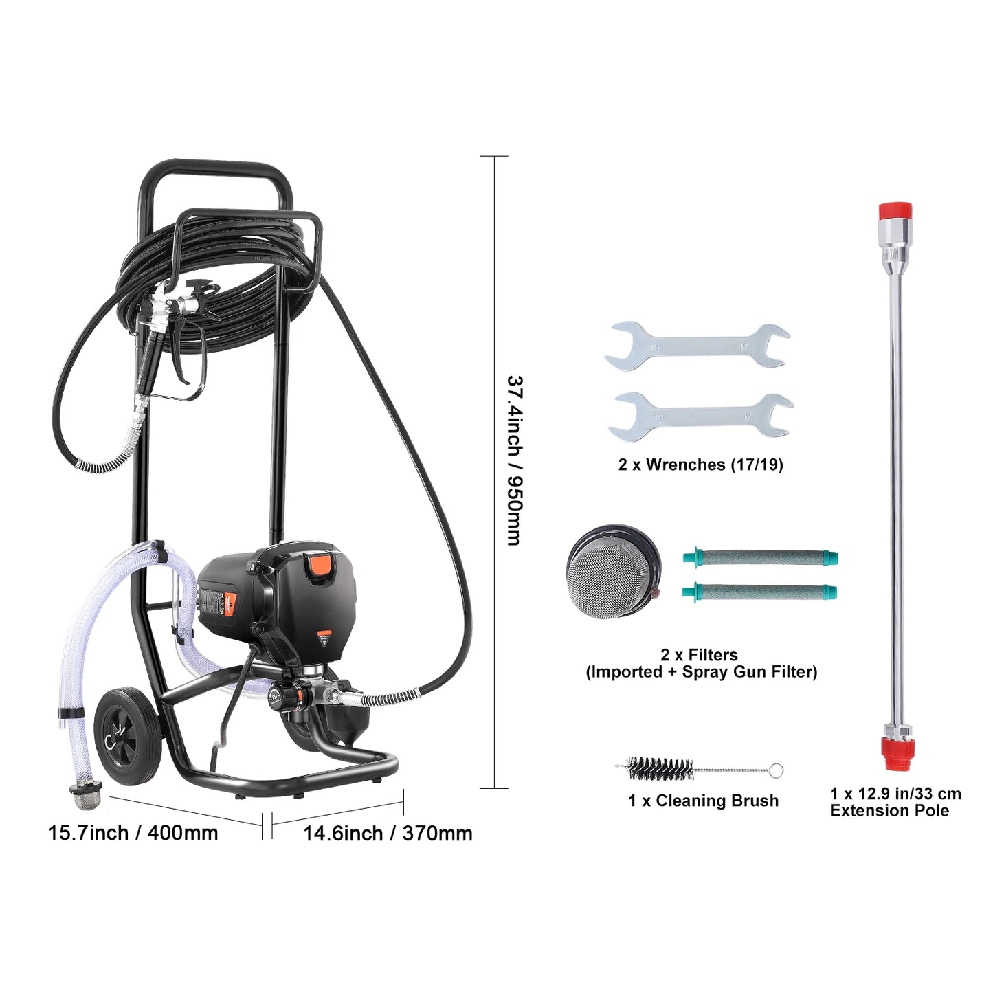 SucceBuy 750W 950W Airless Paint Sprayer 3000PSI High Efficiency Electric Airless Sprayer Handheld Paint Sprayers