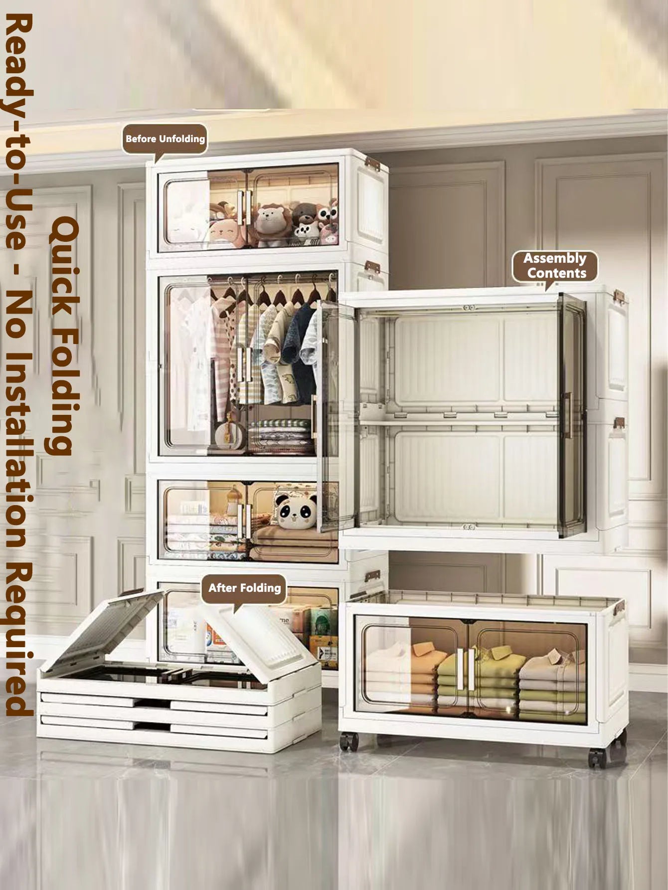 Thickened Multi-Layer Plastic Storage Cabinet for Home Bedroom Baby Closet Organizer No Installation Needed for Snacks And Toys