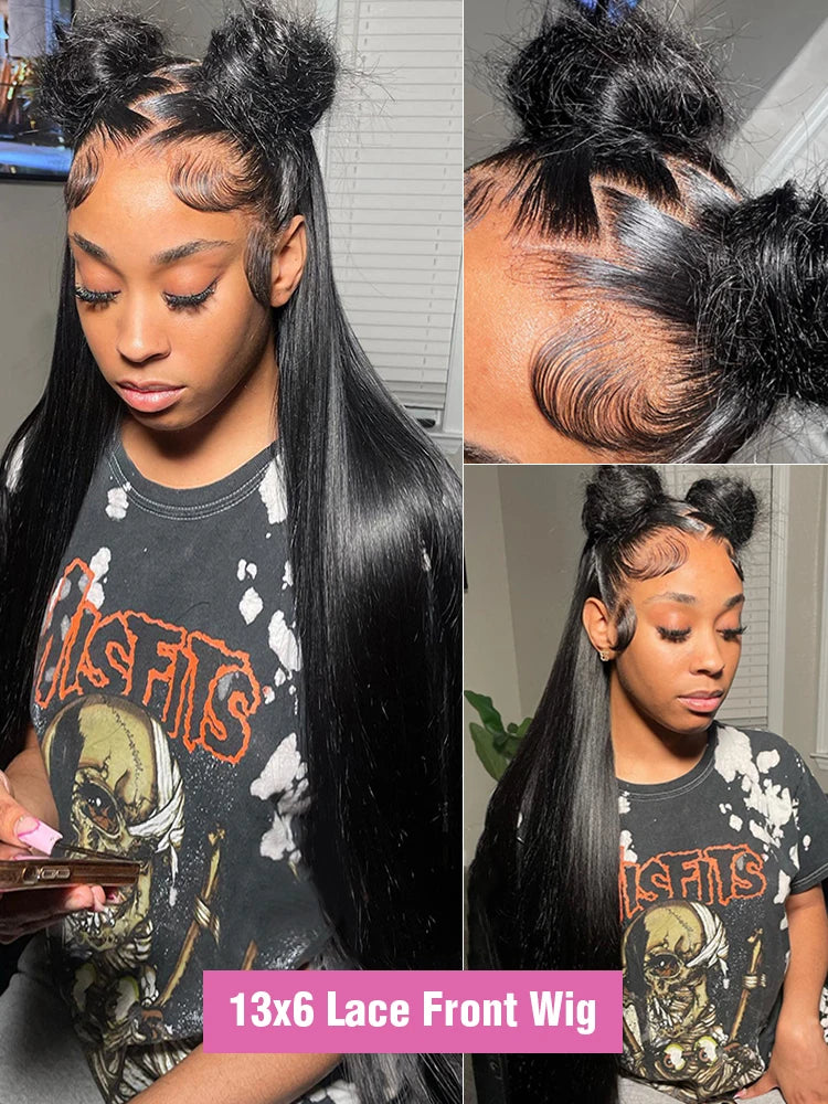 300% 30 36 40 Inch 13x6 HD Transparent Lace Frontal Wig Human Hair Straight Glueless Wig Human Hair Lace Front Wigs For Women
