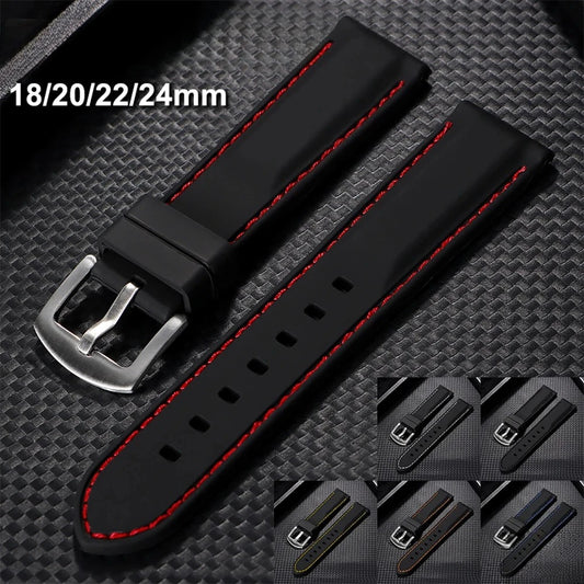 Band 18mm 20mm 22mm 24mm Wristabnd for Bracelet Soft Silicone Watch Strap Men Women Sport Waterproof Belt