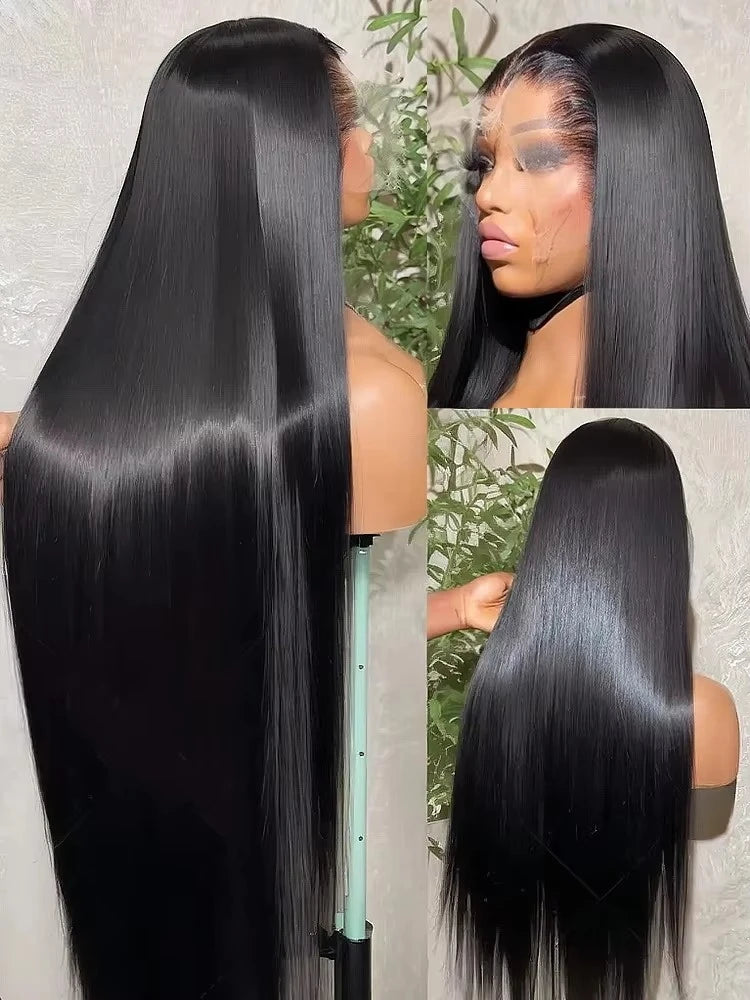 300% 30 36 40 Inch 13x6 HD Transparent Lace Frontal Wig Human Hair Straight Glueless Wig Human Hair Lace Front Wigs For Women