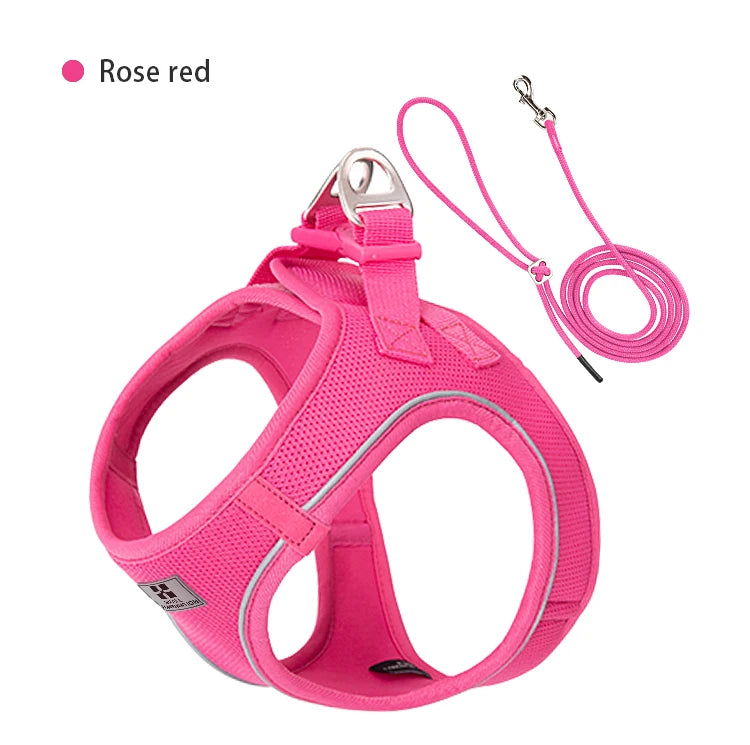 Dog Harness Leash Set for Small Medium Dog Adjustable Reflective Puppy Cat Harness Pet Vest Chihuahua Dachshund Outdoor Walking