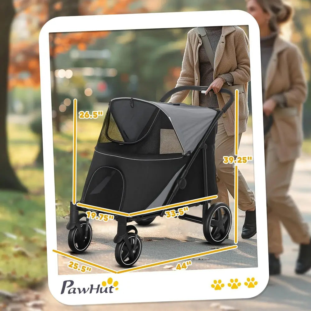 Dog Stroller for Large Medium Small Dogs up to 66 Lbs. 23.5 in Body Length, OneClick Foldable Pet Cat Stroller with Storage, Sh