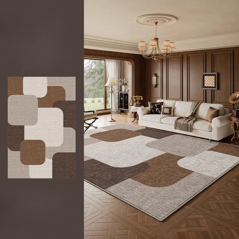 Retro Style Rugs for Bedroom Large Area Living Room Decoration Brown Carpet Washable Lounge Soft Floor Mat Anti-slip Bedside Rug