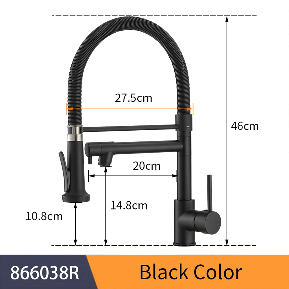 Fashion Kitchen Faucets Stainless Steel Faucets for Kitchen Sink Pull Down Spring Spout Mixers Tap Hot Cold Water Crane 9009