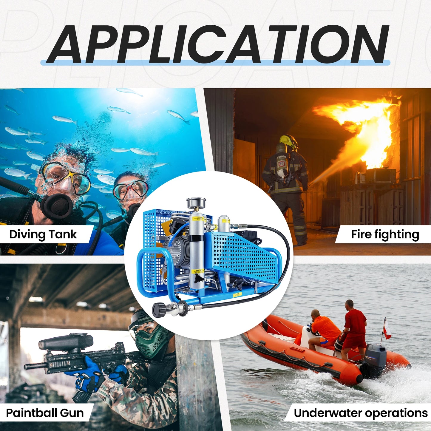 TUXING TXESB041 100L/min 4500Psi PCP Air Compressor 300Bar High Pressure Scuba Compressor Diving Compressor PCP Rifle 0-12L Tank