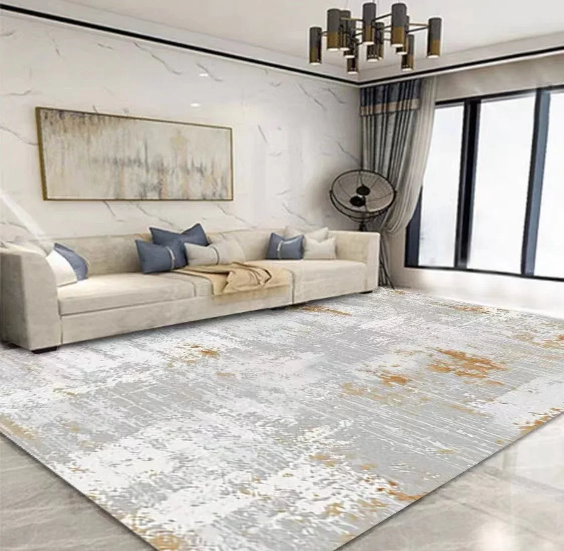 Light Luxury Rugs for Bedroom Large Area Living Room Decoration Carpet Washable Bedside Soft Floor Mat Anti-slip Cloakroom Rug