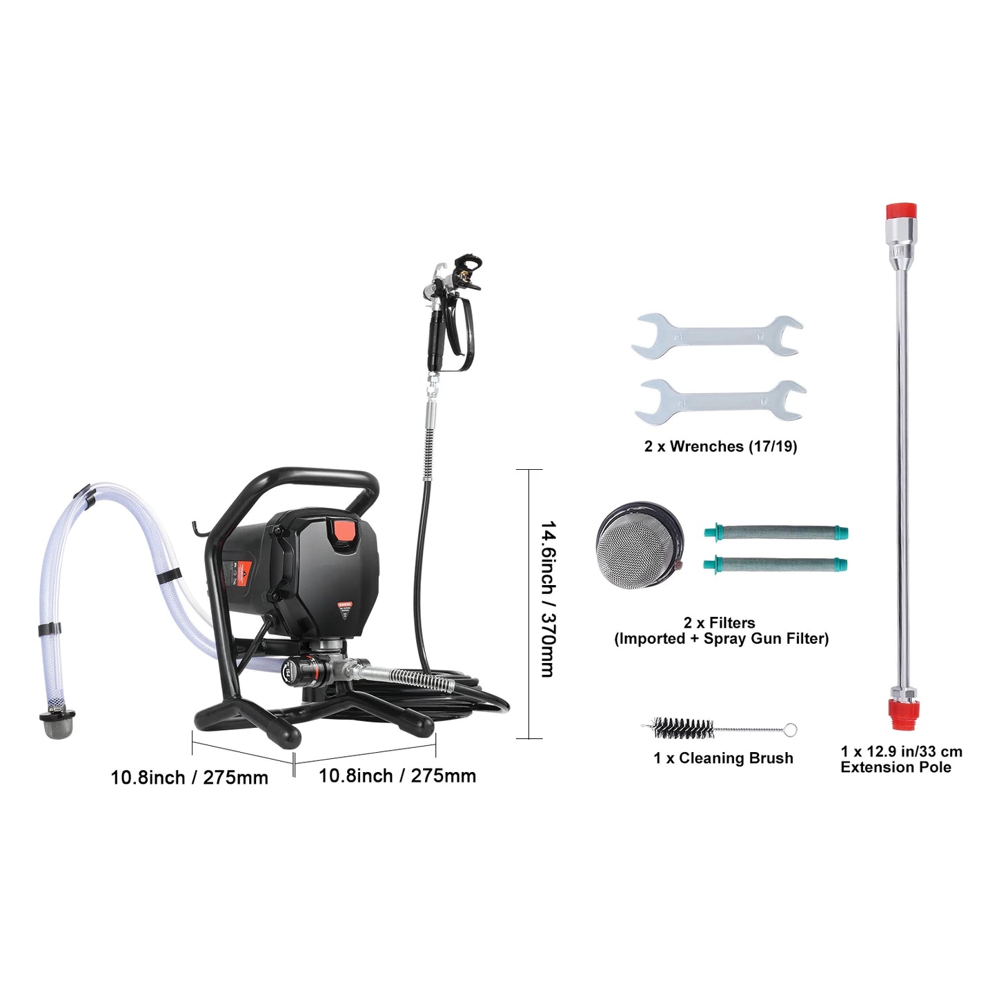 SucceBuy 750W 950W Airless Paint Sprayer 3000PSI High Efficiency Electric Airless Sprayer Handheld Paint Sprayers