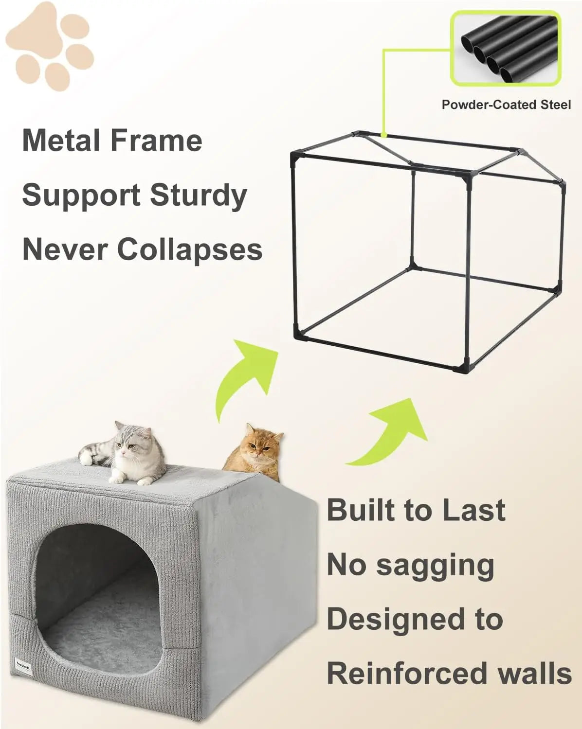 Indoor Dog House for Extra Large Dogs with Washable Cover, Orthopedic Foam Cushion, Semi-Enclosed Privacy Design
