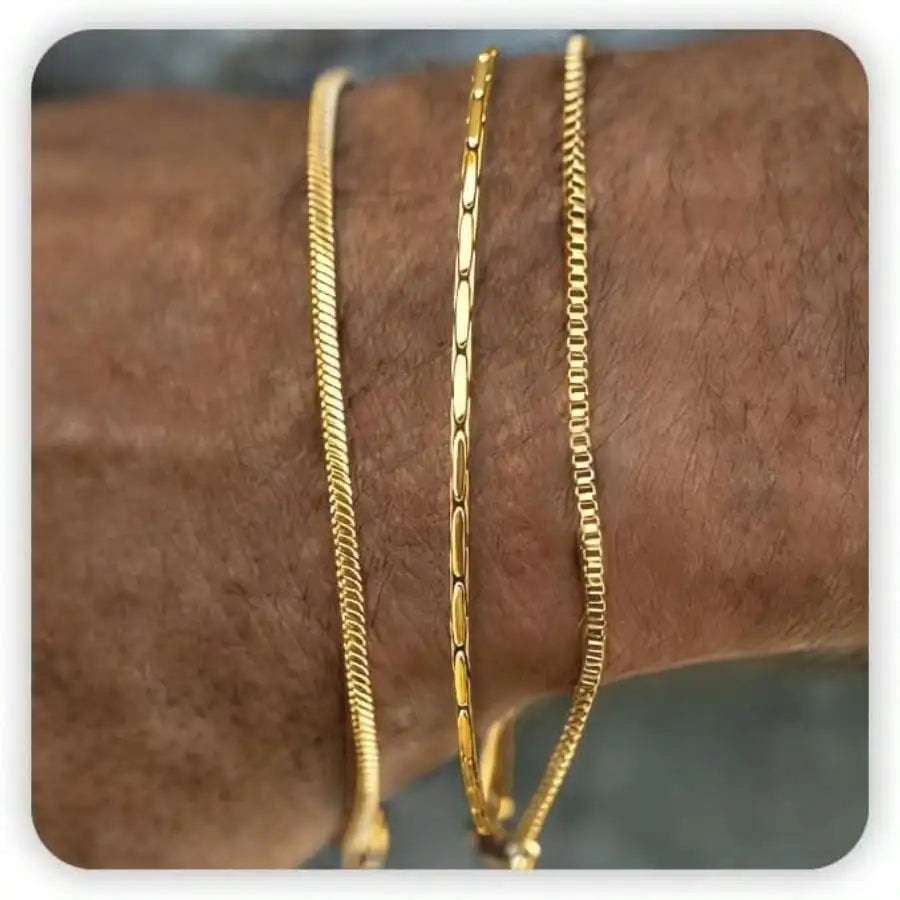 Dainty Gold/Silver Chain Bracelet Stack 14K Gold Plated Silver Bracelets For Men Stainless Steel Adjustable Cross Charm Cuban Link Bracelet Snake Jewelry To Men Dad Birthday Day