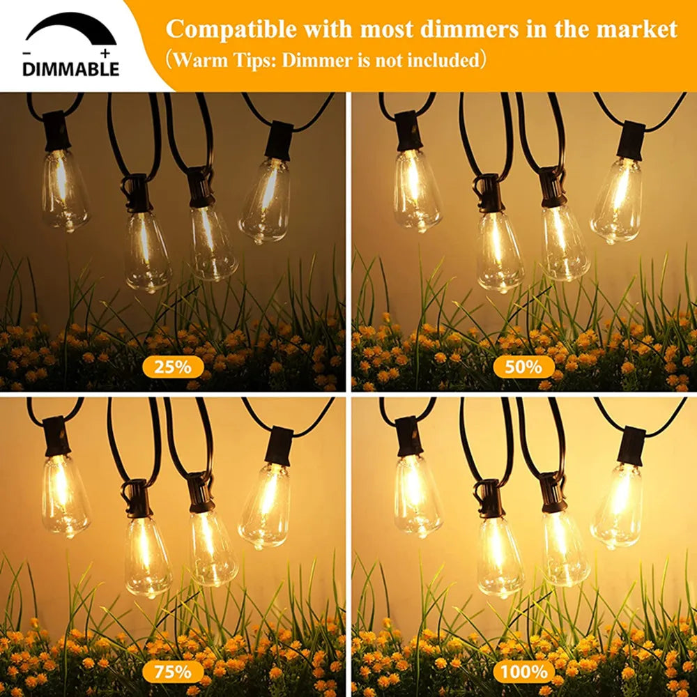 ST38 Globe Outdoor LED String Lights Plastic Shatterproof Bulbs Waterproof Patio Lights for Garden Outside Backyard Porch EU220V