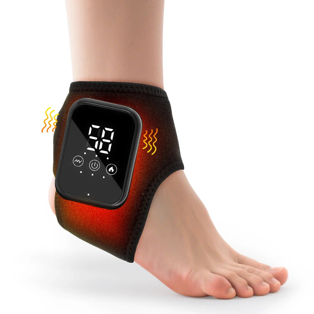 Rechargeable Cordless Heated Ankle Brace Massager with Vibration, 3 Heat Levels & 3 Modes, Electric Foot Warmer Wrap for Pain Relief, Arthritis, Sprain & Sports Recovery, 2000mAh Battery, 15Min Timer