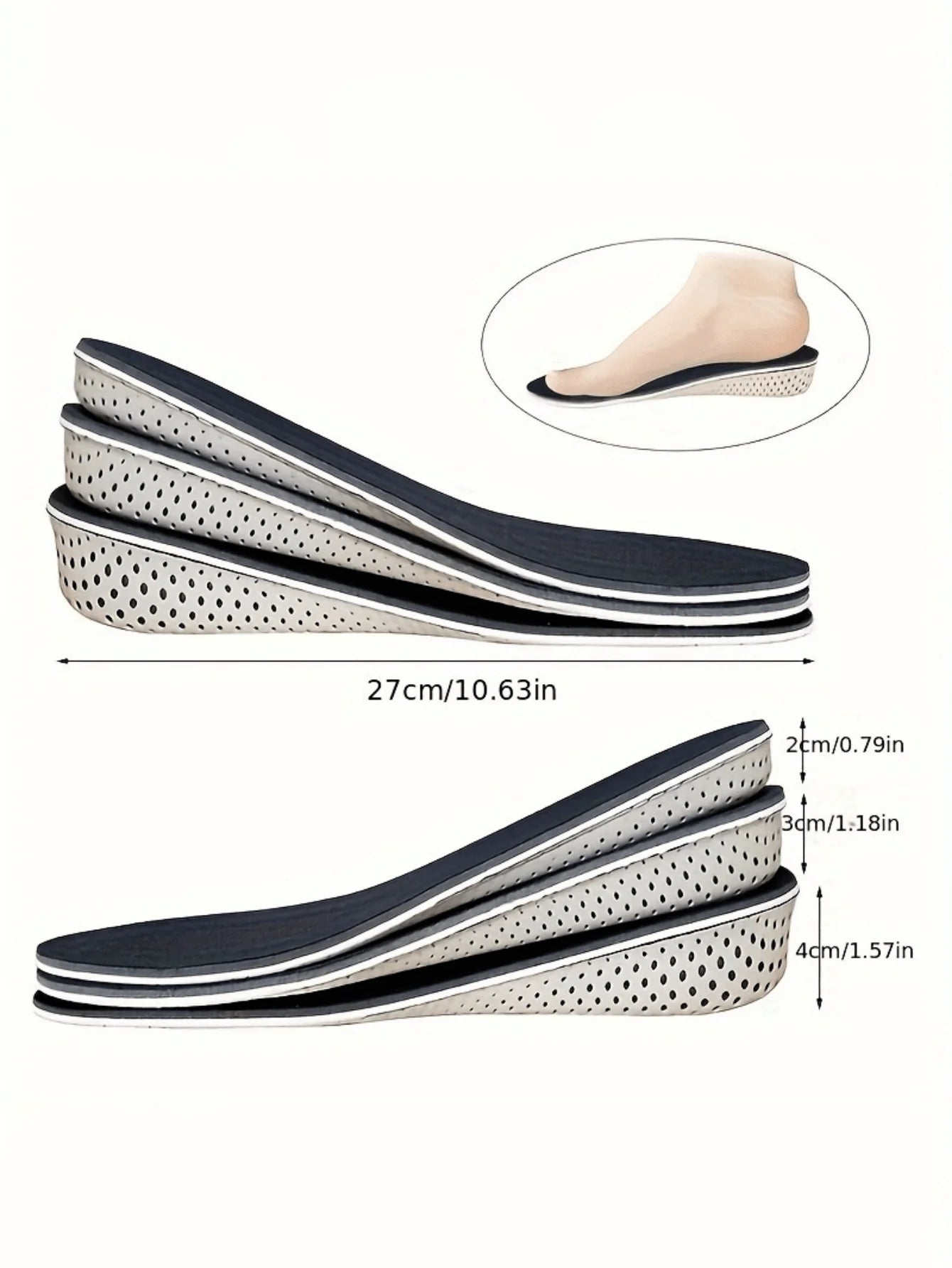 1 Pair Unisex Invisible Breathable Insole With Full-Length EVA Cushioning & Elastic Inserts, Accessories For Women Shoes, Men Shoes