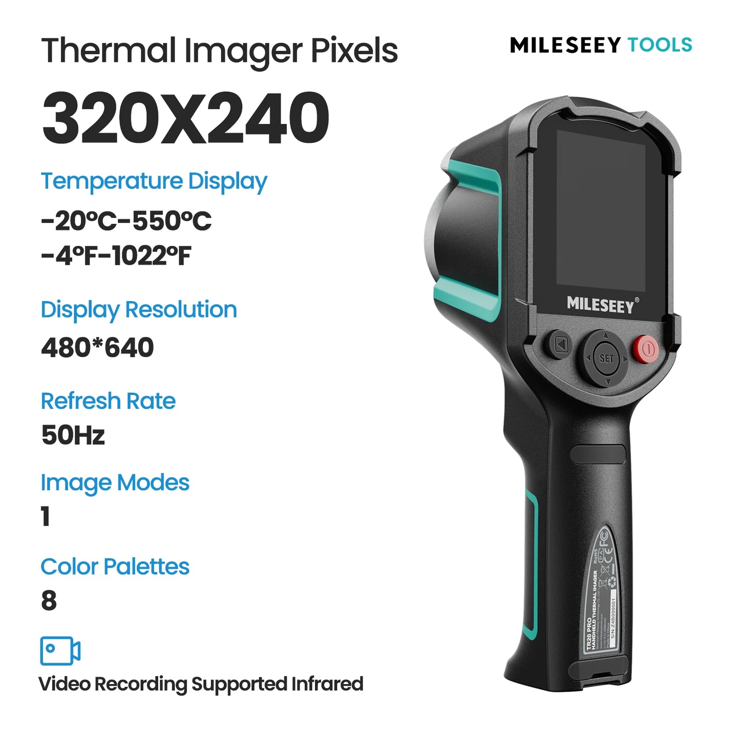 Mileseey High Precesion Thermal Camera, TR256B TR256E TR20 IR Resolution 256*192 50Hz , Handheld Thermal Imager For HVAC Repair
