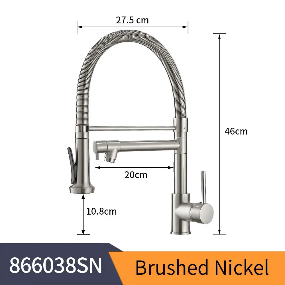 Fashion Kitchen Faucets Stainless Steel Faucets for Kitchen Sink Pull Down Spring Spout Mixers Tap Hot Cold Water Crane 9009