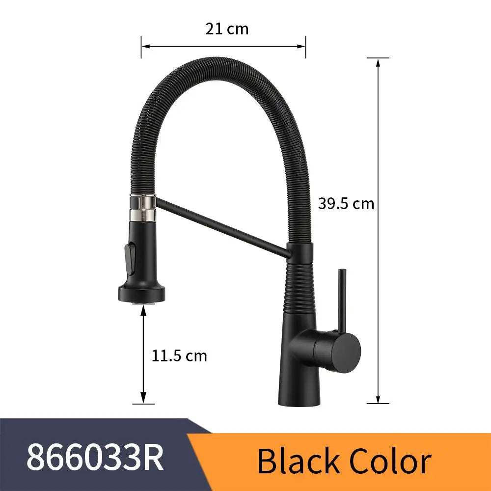 Fashion Kitchen Faucets Stainless Steel Faucets for Kitchen Sink Pull Down Spring Spout Mixers Tap Hot Cold Water Crane 9009