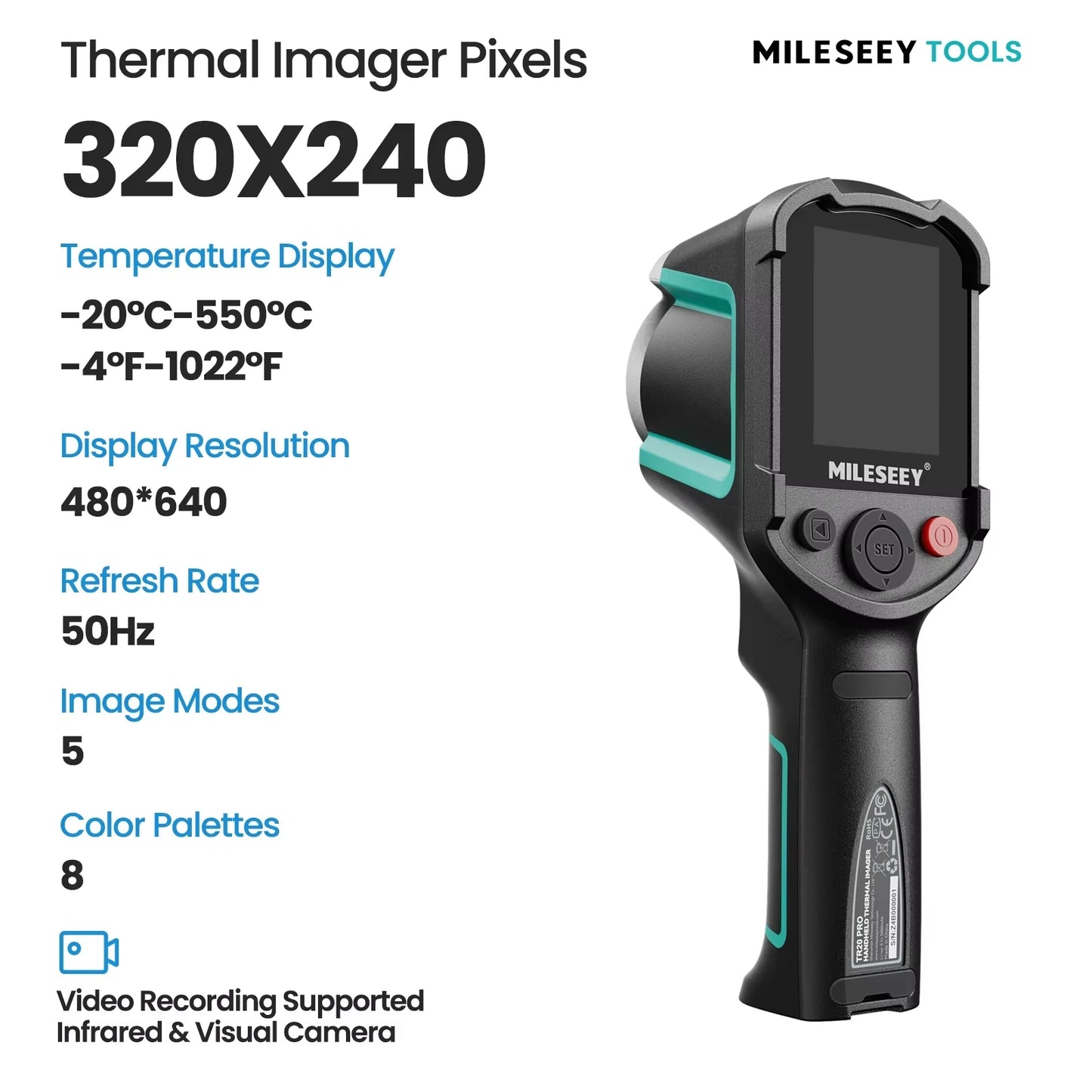 Mileseey High Precesion Thermal Camera, TR256B TR256E TR20 IR Resolution 256*192 50Hz , Handheld Thermal Imager For HVAC Repair