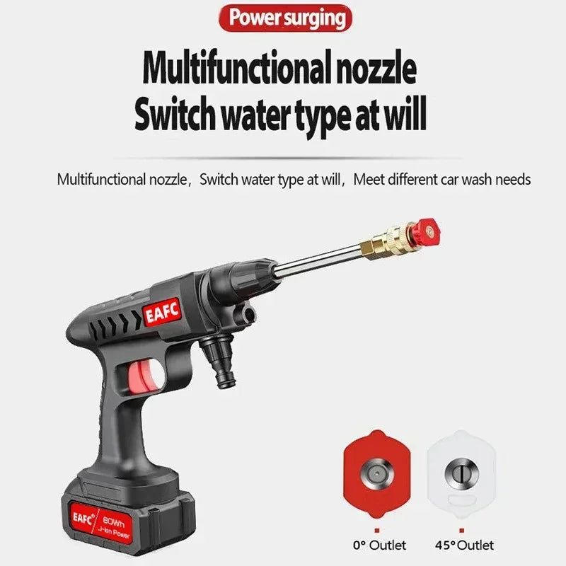 EAFC Cordless High Pressure Car Wash Washer Gun 60Bar Foam Generator Water Gun Spray Adjustable Nozzle for Auto Home Garden