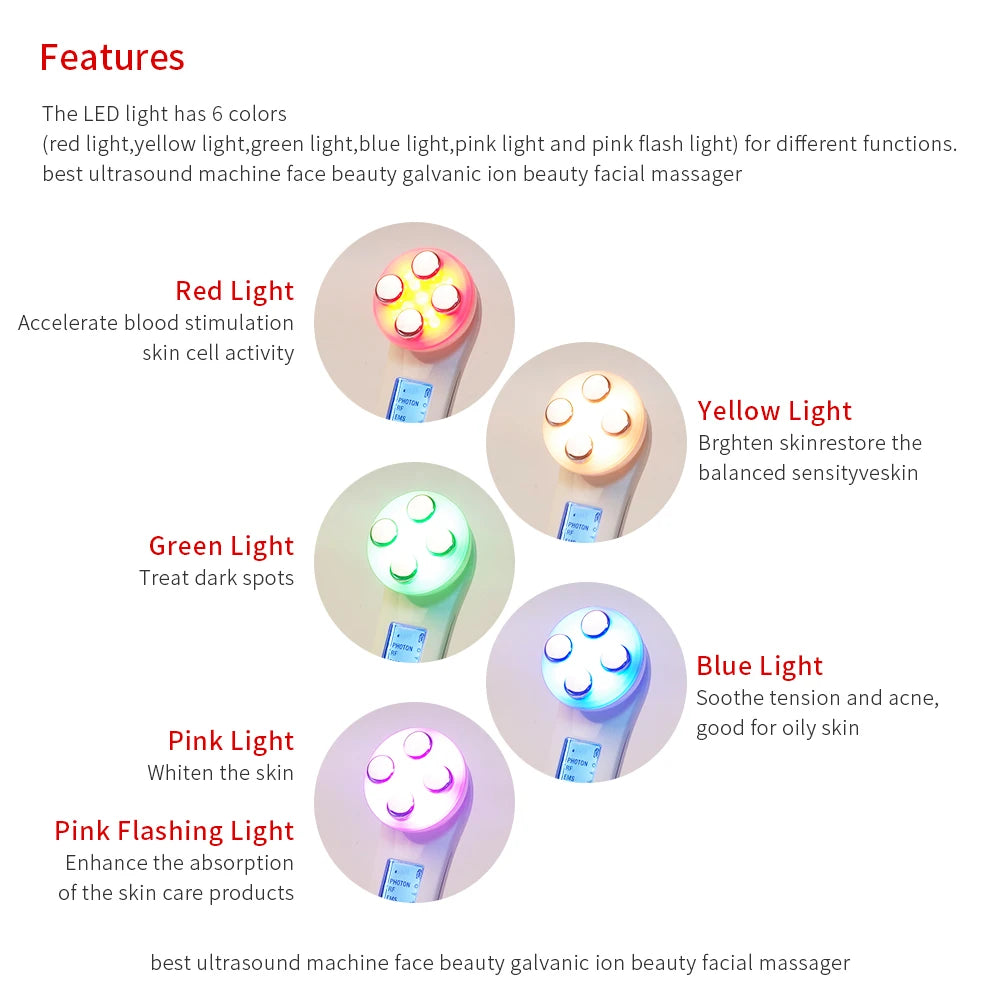 5-IN-1 RF EMS Electroporation Radio Frequency LED Photon Beauty Device Skin Lifting Tighten Anti-Wrinkle Skin Care Face Massager